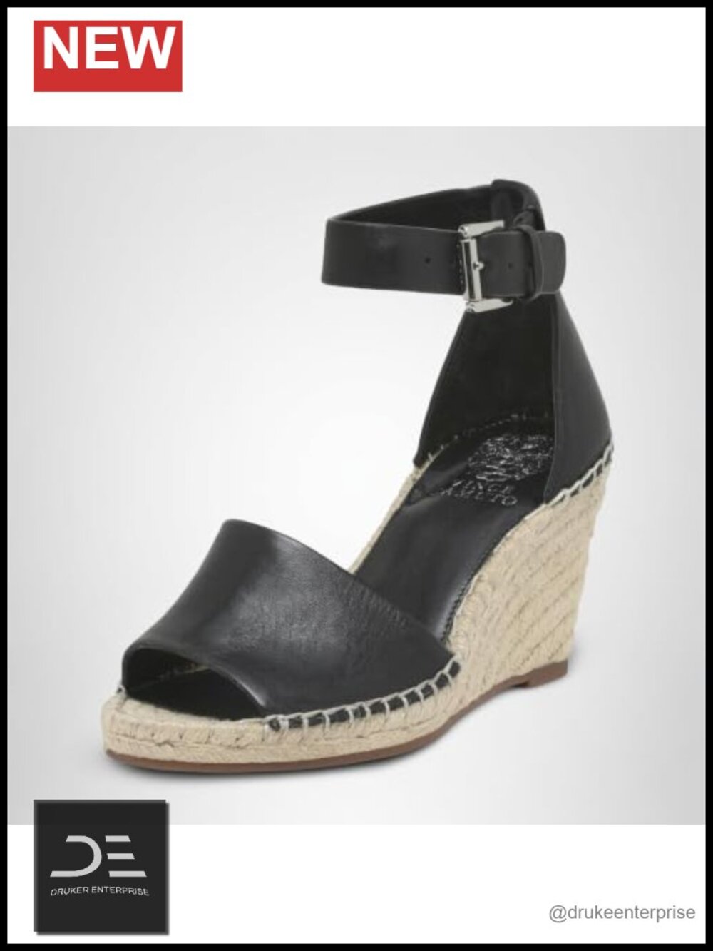 Women's Espadrille Wedge Sandals Leather Ankle Strap